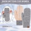 imageFZ FANTASTIC ZONE Winter Warm Mittens for Women Knitted Womens Gloves for Cold Weather with Thick Fleece Lined GiftsGrey