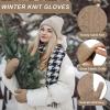 imageFZ FANTASTIC ZONE Winter Warm Mittens for Women Knitted Womens Gloves for Cold Weather with Thick Fleece Lined GiftsKhaki
