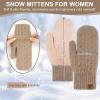 imageFZ FANTASTIC ZONE Winter Warm Mittens for Women Knitted Womens Gloves for Cold Weather with Thick Fleece Lined GiftsKhaki