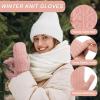 imageFZ FANTASTIC ZONE Winter Warm Mittens for Women Knitted Womens Gloves for Cold Weather with Thick Fleece Lined GiftsPink