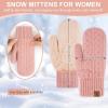 imageFZ FANTASTIC ZONE Winter Warm Mittens for Women Knitted Womens Gloves for Cold Weather with Thick Fleece Lined GiftsPink