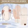 imageFZ FANTASTIC ZONE Winter Warm Mittens for Women Knitted Womens Gloves for Cold Weather with Thick Fleece Lined GiftsWhite