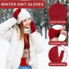 imageFZ FANTASTIC ZONE Winter Warm Mittens for Women Knitted Womens Gloves for Cold Weather with Thick Fleece Lined GiftsWine Red