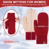 imageFZ FANTASTIC ZONE Winter Warm Mittens for Women Knitted Womens Gloves for Cold Weather with Thick Fleece Lined GiftsWine Red