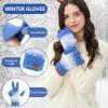 image:imageFZ FANTASTIC ZONE Womens Winter Gloves for Cold Weather Touch Screen Texting Warm Knit Thermal Gloves Gifts for WomenDenim Blue White