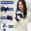 image:imageFZ FANTASTIC ZONE Womens Winter Gloves for Cold Weather Touch Screen Texting Warm Knit Thermal Gloves Gifts for WomenNavy Blue White