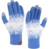 image:imageFZ FANTASTIC ZONE Womens Winter Gloves for Cold Weather Touch Screen Texting Warm Knit Thermal Gloves Gifts for WomenDenim Blue White