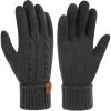 image:imageFZ FANTASTIC ZONE Womens Winter Warm Touch Screen Gloves Elastic Cuff Thermal Knit Gloves for Women Cold Weather GiftsDark Grey