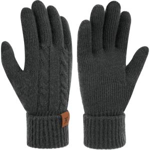image:imageFZ FANTASTIC ZONE Womens Winter Warm Touch Screen Gloves Elastic Cuff Thermal Knit Gloves for Women Cold Weather GiftsDark Grey