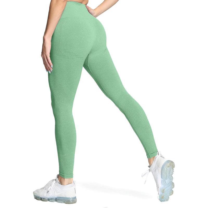 imageAoxjox Womens High Waist Workout Gym Vital Seamless Leggings Yoga Pants 24Vital 20 Light Green Marl