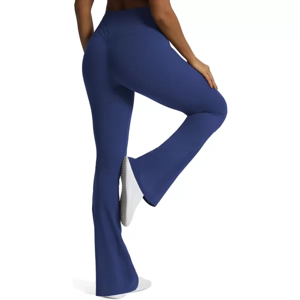 Aoxjox Flare Leggings for Women Trinity Tummy Control High Waisted Wide Leg Crosswaist Yoga PantsBellwether Blue