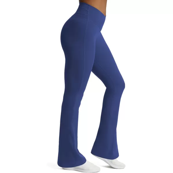 Aoxjox Flare Leggings for Women Trinity Tummy Control High Waisted Wide Leg Crosswaist Yoga PantsBellwether Blue