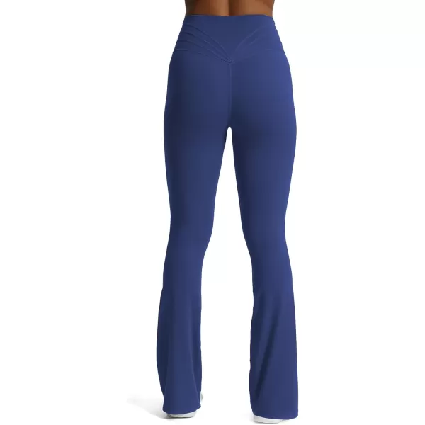 Aoxjox Flare Leggings for Women Trinity Tummy Control High Waisted Wide Leg Crosswaist Yoga PantsBellwether Blue