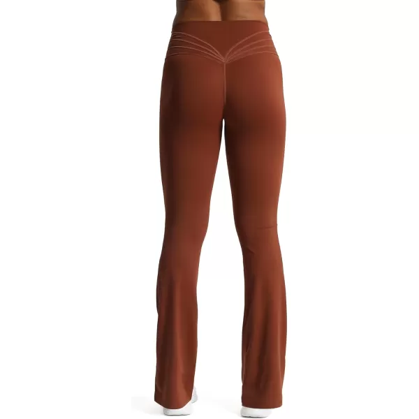 Aoxjox Flare Leggings for Women Trinity Tummy Control High Waisted Wide Leg Crosswaist Yoga PantsCherry Mahogany