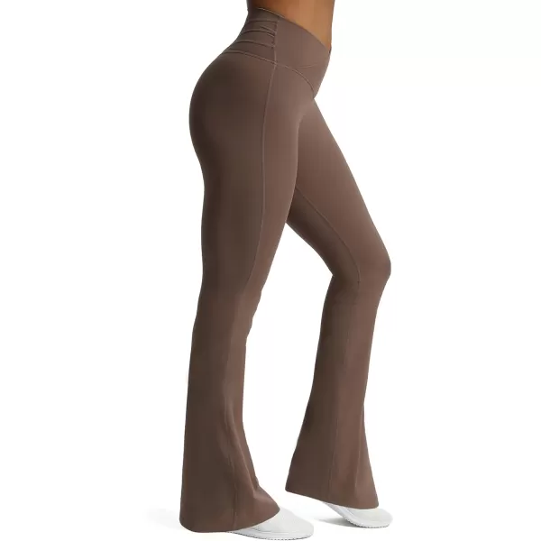 Aoxjox Flare Leggings for Women Trinity Tummy Control High Waisted Wide Leg Crosswaist Yoga PantsFudge Coffee