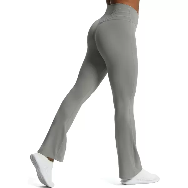 Aoxjox Flare Leggings for Women Trinity Tummy Control High Waisted Wide Leg Crosswaist Yoga PantsGrey