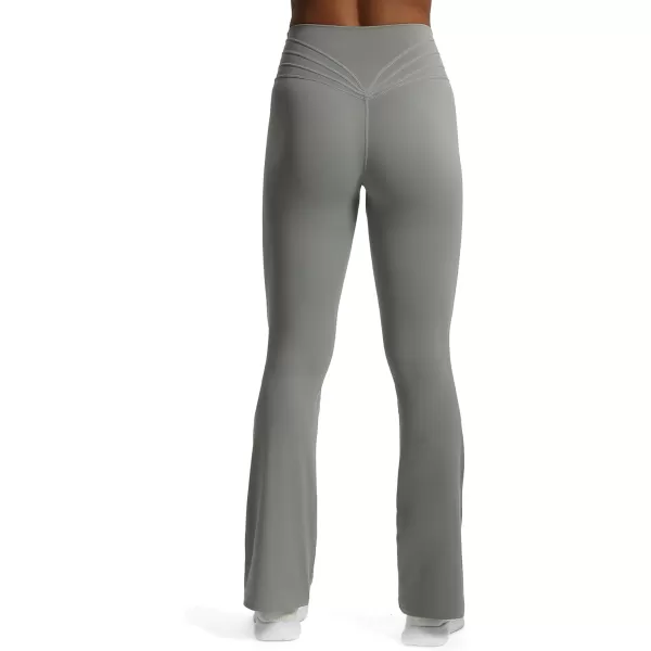 Aoxjox Flare Leggings for Women Trinity Tummy Control High Waisted Wide Leg Crosswaist Yoga PantsGrey