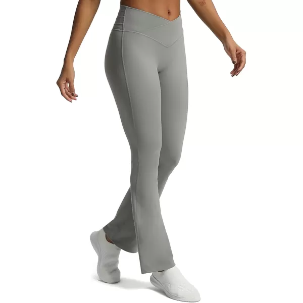 Aoxjox Flare Leggings for Women Trinity Tummy Control High Waisted Wide Leg Crosswaist Yoga PantsGrey
