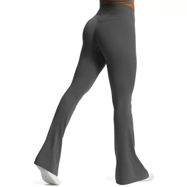 Aoxjox Flare Leggings for Women Trinity Tummy Control High Waisted Wide Leg Crosswaist Yoga PantsIron Grey