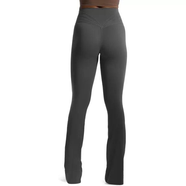 Aoxjox Flare Leggings for Women Trinity Tummy Control High Waisted Wide Leg Crosswaist Yoga PantsIron Grey