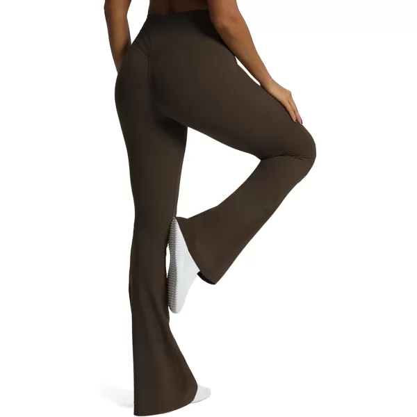 Aoxjox Flare Leggings for Women Trinity Tummy Control High Waisted Wide Leg Crosswaist Yoga PantsMulch