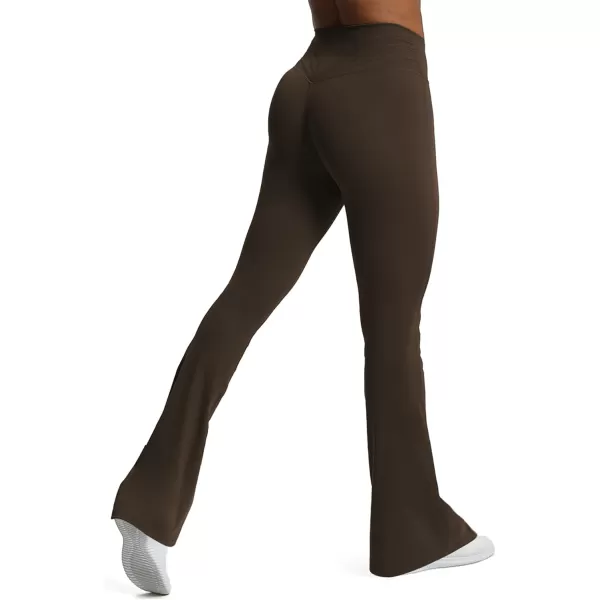 Aoxjox Flare Leggings for Women Trinity Tummy Control High Waisted Wide Leg Crosswaist Yoga PantsMulch