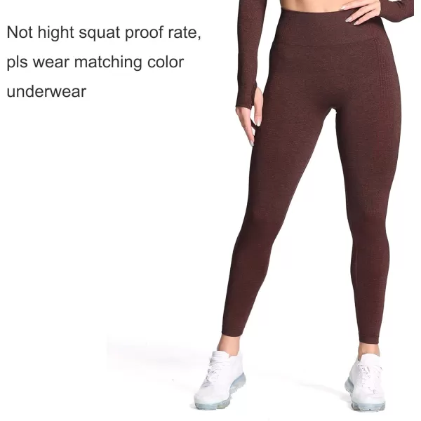 Aoxjox Womens High Waist Workout Gym Vital Seamless Leggings Yoga Pants 24Cherry Brown Marl