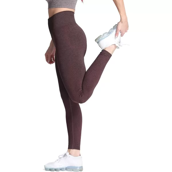 Aoxjox Womens High Waist Workout Gym Vital Seamless Leggings Yoga Pants 24Cherry Brown Marl