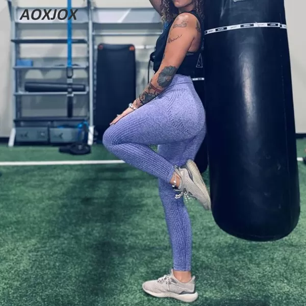 Aoxjox Womens High Waist Workout Gym Vital Seamless Leggings Yoga Pants 24Indigo Marl