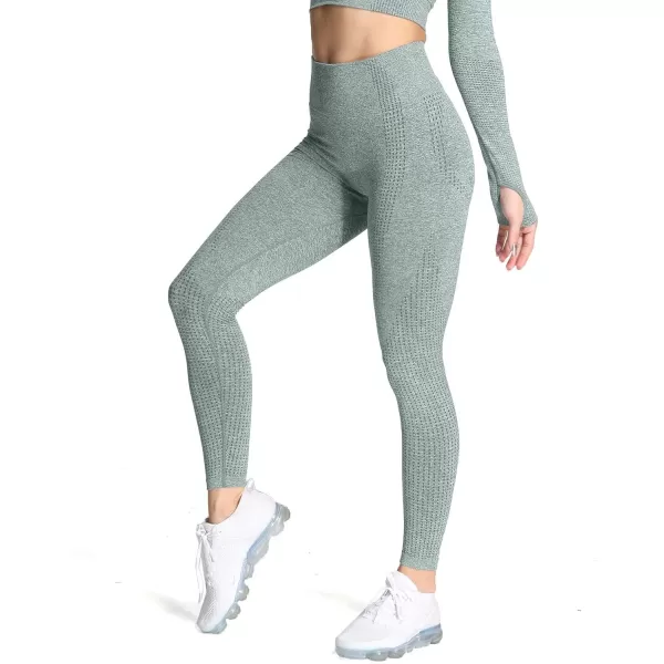 Aoxjox Womens High Waist Workout Gym Vital Seamless Leggings Yoga Pants 24Khaki Marl