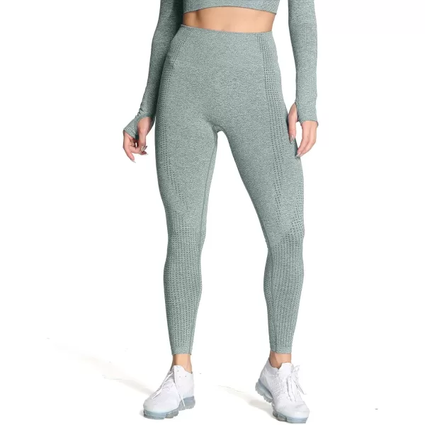 Aoxjox Womens High Waist Workout Gym Vital Seamless Leggings Yoga Pants 24Khaki Marl