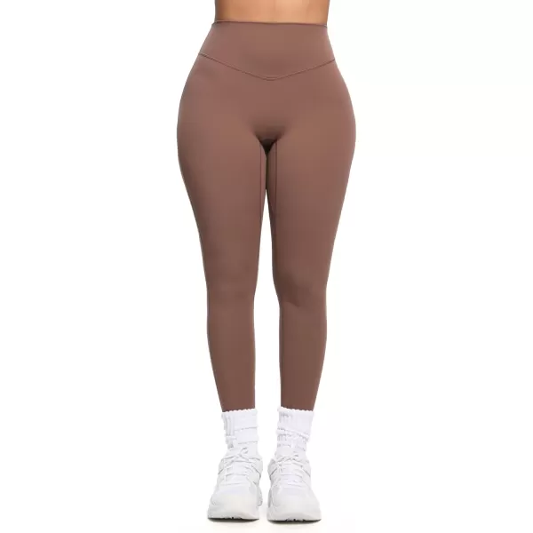 Aoxjox Womens Workout Leggings Hidden Scrunch Butt Lifting High Waist Tummy Control Gym Workout Yoga Pants 27quotFudge Coffee