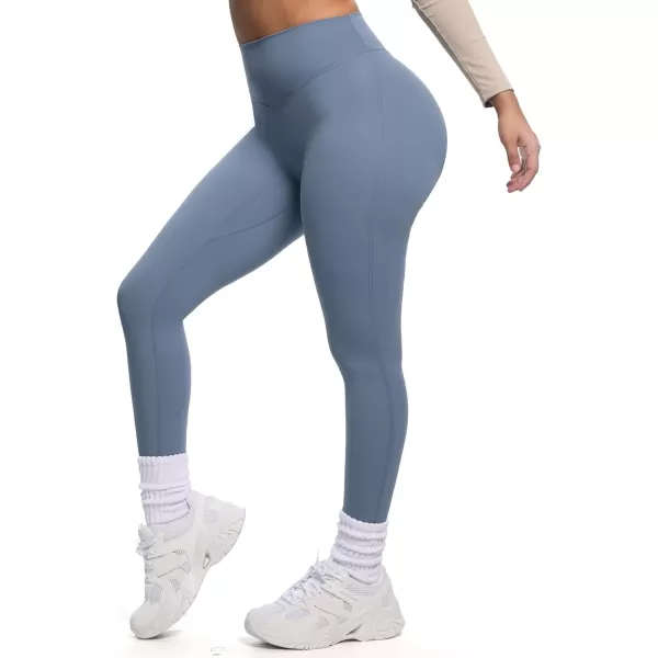Aoxjox Womens Workout Leggings Hidden Scrunch Butt Lifting High Waist Tummy Control Gym Workout Yoga Pants 27quotSteel Blue