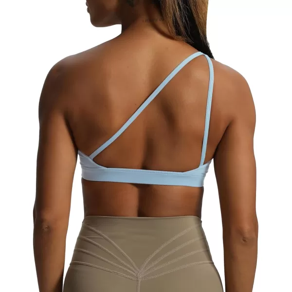 Aoxjox Womens Workout Sports Bras One Shoulder Astoria Asymmetrical Bra Fitness Training Gym Yoga Crop Tank TopAiry Blue
