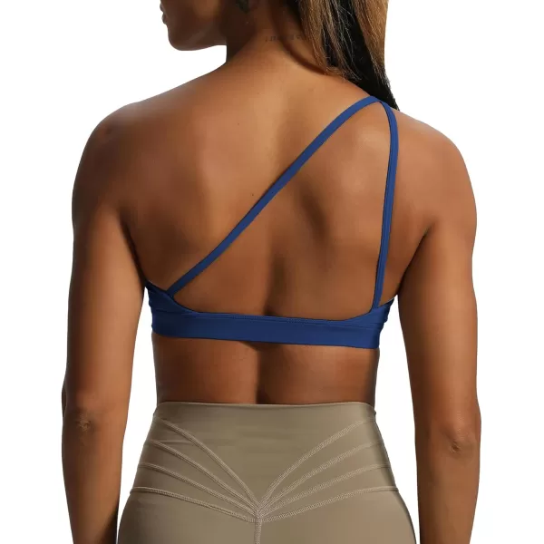 Aoxjox Womens Workout Sports Bras One Shoulder Astoria Asymmetrical Bra Fitness Training Gym Yoga Crop Tank TopBellwether Blue