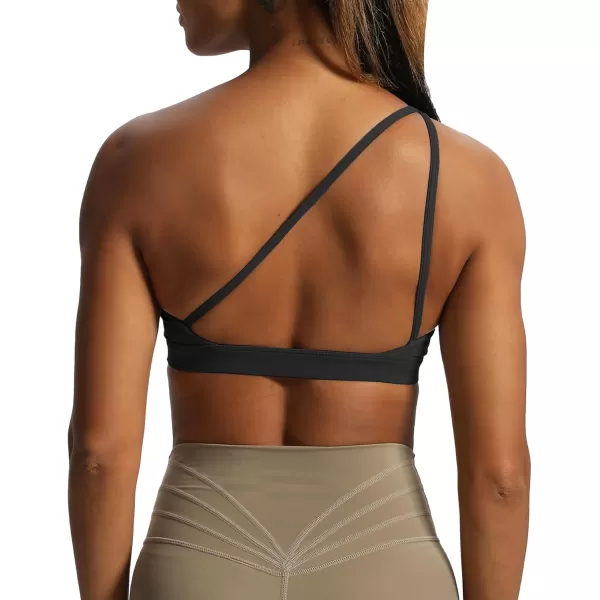 Aoxjox Womens Workout Sports Bras One Shoulder Astoria Asymmetrical Bra Fitness Training Gym Yoga Crop Tank TopBlack
