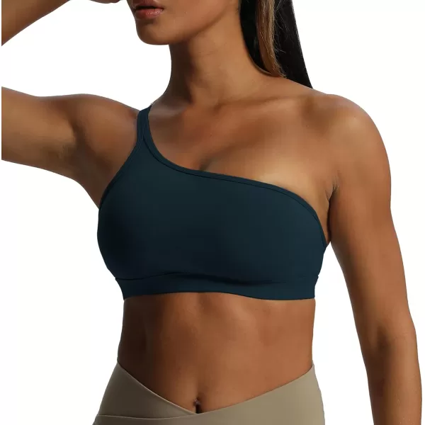 Aoxjox Womens Workout Sports Bras One Shoulder Astoria Asymmetrical Bra Fitness Training Gym Yoga Crop Tank TopBlueberry