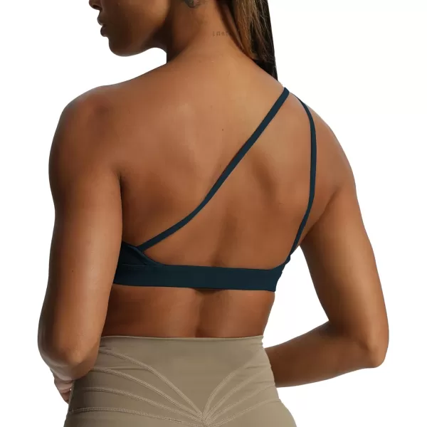 Aoxjox Womens Workout Sports Bras One Shoulder Astoria Asymmetrical Bra Fitness Training Gym Yoga Crop Tank TopBlueberry