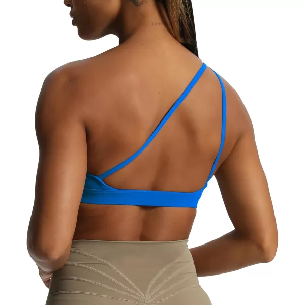 Aoxjox Womens Workout Sports Bras One Shoulder Astoria Asymmetrical Bra Fitness Training Gym Yoga Crop Tank TopDirectoire Blue