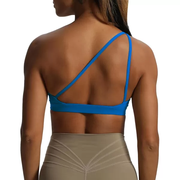 Aoxjox Womens Workout Sports Bras One Shoulder Astoria Asymmetrical Bra Fitness Training Gym Yoga Crop Tank TopDirectoire Blue