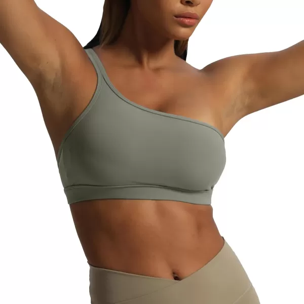 Aoxjox Womens Workout Sports Bras One Shoulder Astoria Asymmetrical Bra Fitness Training Gym Yoga Crop Tank TopGrey