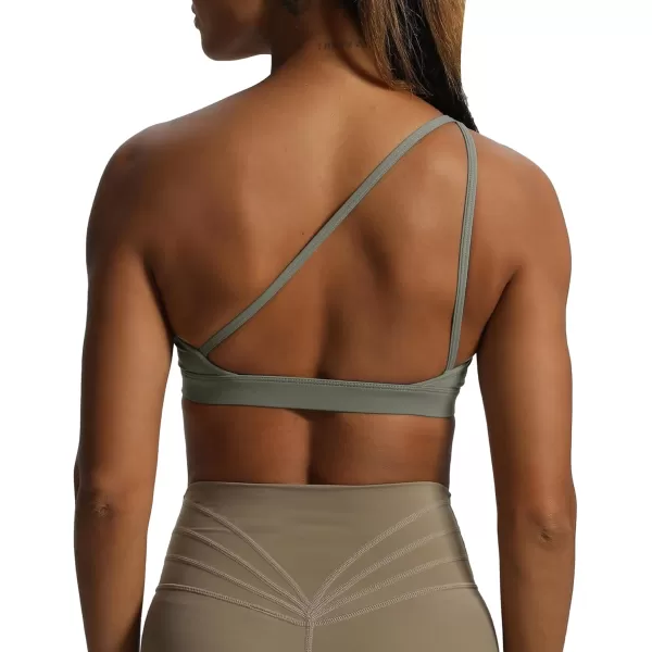 Aoxjox Womens Workout Sports Bras One Shoulder Astoria Asymmetrical Bra Fitness Training Gym Yoga Crop Tank TopGrey