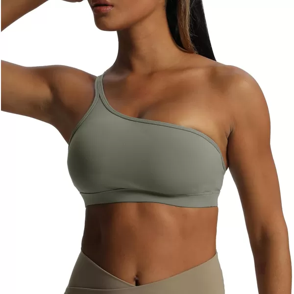 Aoxjox Womens Workout Sports Bras One Shoulder Astoria Asymmetrical Bra Fitness Training Gym Yoga Crop Tank TopGrey