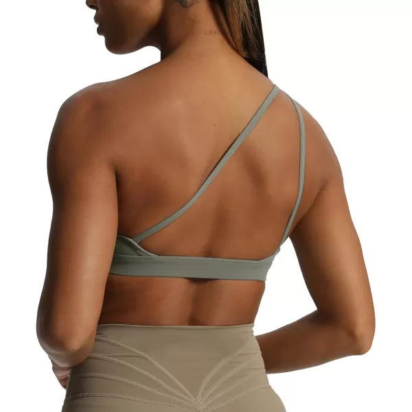 Aoxjox Womens Workout Sports Bras One Shoulder Astoria Asymmetrical Bra Fitness Training Gym Yoga Crop Tank TopGrey