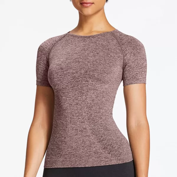 Aoxjox Womens Workout Vital Short Sleeve Seamless Crop Top Yoga Gym Sport Shirts T ShirtE Coffee Marl