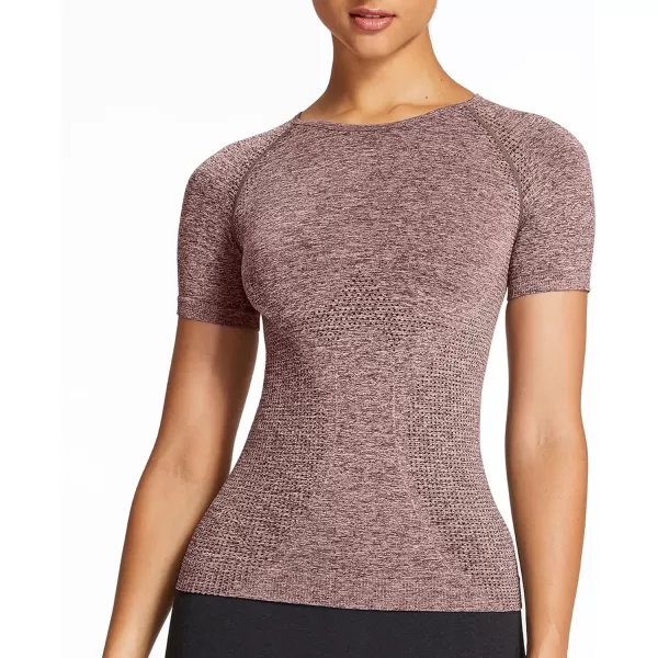 Aoxjox Womens Workout Vital Short Sleeve Seamless Crop Top Yoga Gym Sport Shirts T ShirtE Coffee Marl
