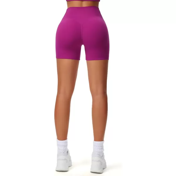 Aoxjox Workout Biker Shorts for Women Exercise Athletic Gym Running Vanity V Waist Hidden Scrunch Yoga Shorts 45quotPurple