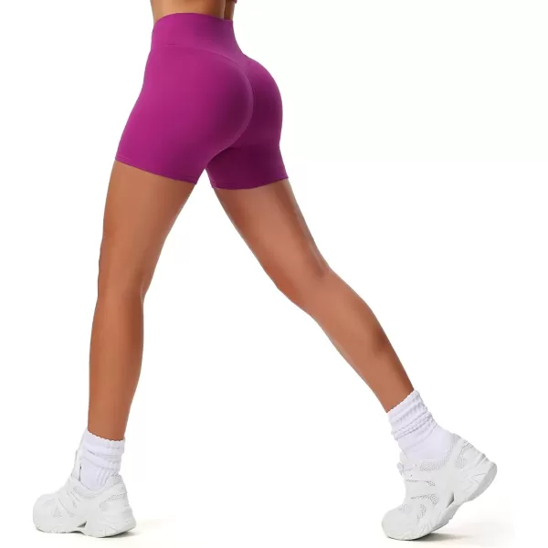 Aoxjox Workout Biker Shorts for Women Exercise Athletic Gym Running Vanity V Waist Hidden Scrunch Yoga Shorts 45quotPurple