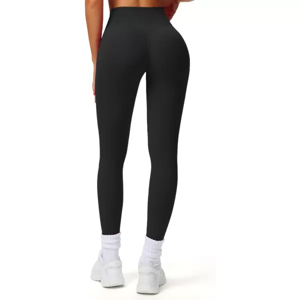 Aoxjox Workout Leggings for Women Tummy Control Athletic Gym Running Vanity V Waist Hidden Scrunch Yoga Pants 26quotBlack