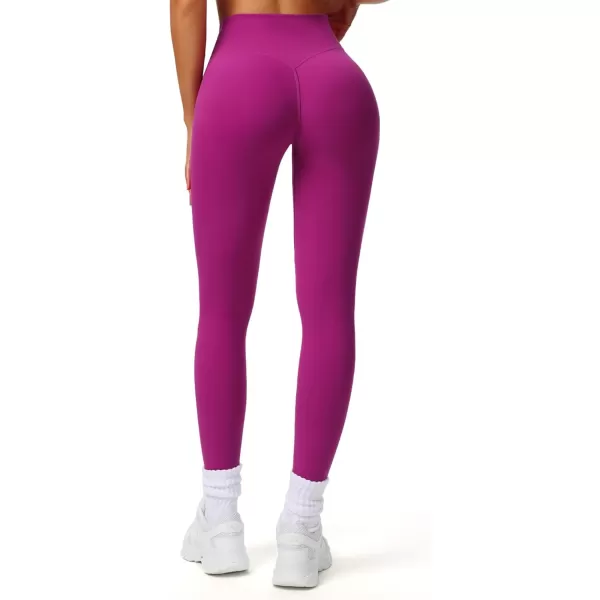 Aoxjox Workout Leggings for Women Tummy Control Athletic Gym Running Vanity V Waist Hidden Scrunch Yoga Pants 26quotPurple